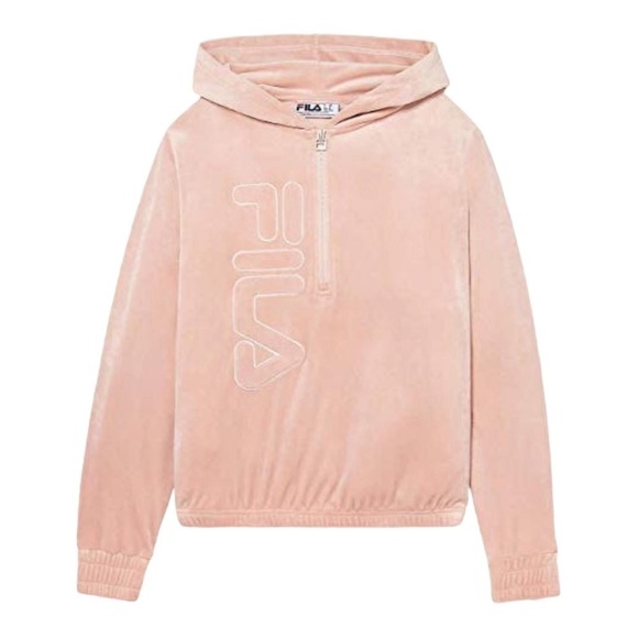 FILA-PINK VELOUR HOODIE-SIZE XXL - Picture 1 of 10